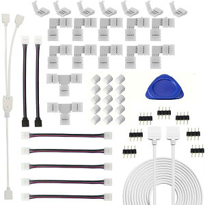 LED�ڑ��R�l�N�^�[ SMD5050 RGB 4�s�� 10mm�� ���c�t���s�v �ȒP�ڑ� LED�e�[�v�����p