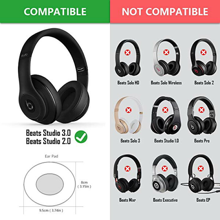 楽天市場】イヤーパッド Beats Studio3, Beats by Dr.Dre ワイヤレス 