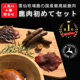 鹿肉 初めてセット(4品) ジビエ 鹿 焼肉 鉄分 シカ 肉 国産 鹿 おつまみ お酒 ベニソン 珍味 アレルギー ジャーキー ソーセージ 生ハム ハンバーグ ギフト キャンプ 滋養 鹿の角 鹿角 鹿茸 【二千以下】 【ベニソン】