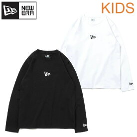 NEWERA ニューエラ キッズ ユース 子供 長袖 Tシャツ ティーシャツ ロンT ミニフラッグ ロゴ プリント ユニセックス 男の子 女の子 白 ホワイト 黒 ブラック