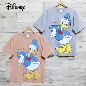 【送料無料】メンズ ディズニー ドナルド ダック 半袖 Tシャツ 半袖Tシャツ Disney ドナルドダック アヒル プリント ユニセックス レディース オレンジ ブルーグレー