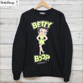 【送料無料】メンズ ベティ・ブープ BETTY BOOP 長袖 スウェット トレーナー プリント ネオンカラー 裏毛 ユニセックス レディース 黒 ブラック イエロー