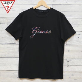 【送料無料】GUESS ゲス 半袖 Tシャツ 半袖Tシャツ ボタニカル 花柄 プリント ロゴ ユニセックス メンズ レディース S M L LL XL 黒 ブラック