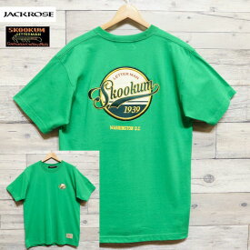 【送料無料】メンズ スクーカム SKOOKUM JACKROSE ジャックローズ コラボ 半袖 Tシャツ 半袖Tシャツ 刺繍 ワッペン ユニセックス レディース 緑 グリーン