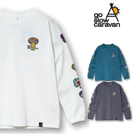 【送料無料】ゴースローキャラバン go slow caravan 長袖 Tシャツ ティーシャツ 長袖Tシャツ ロンT トップス キノコ きのこ 茸 キャラクター 綿 コットン ユニセックス メンズ レディース 白 ホワイト ブルーグリーン チャコール