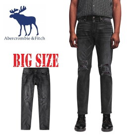 アバクロンビー&フィッチ Abercrombie&Fitch スキニー ジーンズ デニムパンツ ジーパン ストレッチ ダメージ Ripped Skinny Taper Jeans W38インチ 大きいサイズ メンズ あす楽