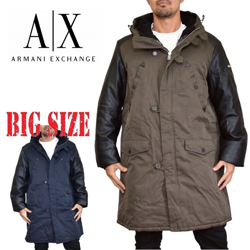 ARMANI アルマーニエクスチェンジ EXCHANGE あす楽 メンズ 大きいサイズ XXL XL ブルゾン アウター ジャケット 中綿ミリタリーコート A/X コート・ジャケット