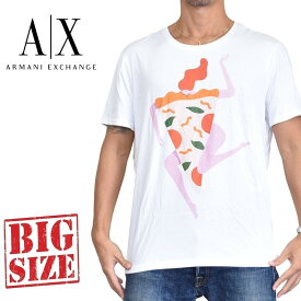アルマーニエクスチェンジ A/X ARMANI EXCHANGE ロゴプリント クルーネック 半袖Tシャツ REGULAR FIT 白 ホワイト XL XXL 大きいサイズ メンズ