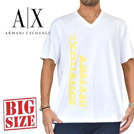 アルマーニエクスチェンジ A/X ARMANI EXCHANGE Vネック 半袖Tシャツ 白 ホワイト XXL 大きいサイズ メンズ