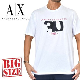 アルマーニエクスチェンジ A/X ARMANI EXCHANGE クルーネック 半袖Tシャツ 白 ホワイト XXL 大きいサイズ メンズ