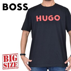 HUGO ヒューゴ クルーネック 半袖Tシャツ フロントロゴ ブラック 黒 BOSS ボス L XXL 大きいサイズ メンズ あす楽