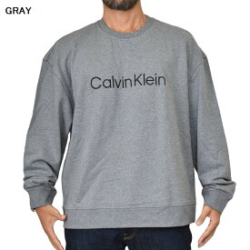 CK カルバンクライン Calvin Klein クルーネック ロゴ刺繍 スウエットシャツ トレーナー ドロップショルダー 裏毛 ブラック グレー 黒 XL XXL 大きいサイズ メンズ あす楽