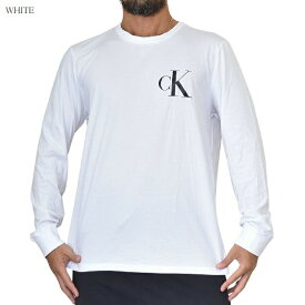 CK Calvin Klein カルバンクライン ワンポイント 長袖Tシャツ ロンT 白 ホワイト XL XXL 大きいサイズ メンズ