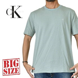 CK カルバンクライン Calvin Klein クルーネック 半袖Tシャツ ドット柄 ワンポイント刺繍 XL XXL 大きいサイズ メンズ