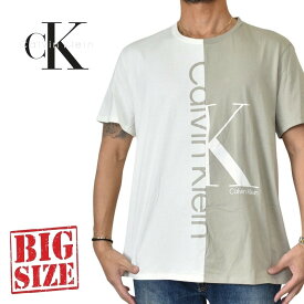 CK カルバンクライン Calvin Klein クルーネック 半袖Tシャツ アシンメトリー XL XXL 大きいサイズ メンズ