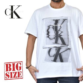 CK カルバンクライン Calvin Klein クルーネック 半袖Tシャツ ロゴプリント 白 ホワイト XXL 大きいサイズ メンズ [M便 1/1]