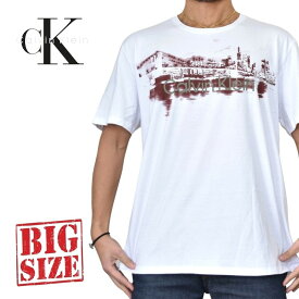 CK カルバンクライン Calvin Klein クルーネック 半袖Tシャツ ロゴプリント 白 ホワイト XXL 大きいサイズ メンズ