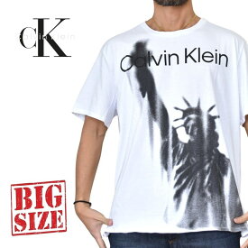 CK カルバンクライン Calvin Klein クルーネック 半袖Tシャツ ロゴプリント 白 ホワイト XXL 大きいサイズ メンズ