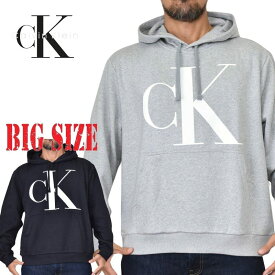CK カルバンクライン Calvin Klein パーカー プルオーバー フーディー ロゴ スウエット 裏起毛 ブラック グレー 黒 XL XXL 大きいサイズ メンズ あす楽