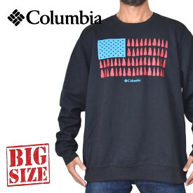 COLUMBIA コロンビア スウェットシャツ クルーネック トレーナー ロゴ 裏起毛 黒 ブラック USAモデル XL XXL大きいサイズ メンズ あす楽