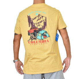 Columbia コロンビア 半袖プリントTシャツ ネイビー 黄色 イエロー USAモデル XL XXL 大きいサイズ メンズ