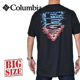 大きいサイズ メンズ Columbia コロンビア 半袖Tシャツ バックプリント 黒 ブラック USAモデル XL XXL XXXL XXXXL