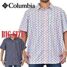 大きいサイズ メンズ Columbia コロンビア 半袖シャツ UVカット フィッシング 釣り PFG Super Slack Tide Short Sleeve Shirt XL XXL [M便 1/1]