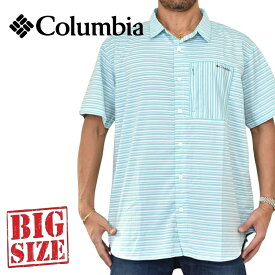 大きいサイズ メンズ Columbia コロンビア 半袖シャツ ボーダー柄 Twisted Creek III Short Sleeve Shirt XL XXL [M便 1/1]