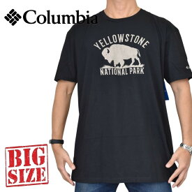 大きいサイズ メンズ Columbia コロンビア 半袖プリントTシャツ 黒 ブラック XXL