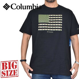 大きいサイズ メンズ Columbia コロンビア 半袖プリントTシャツ 黒 ブラック XXL