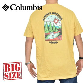 大きいサイズ メンズ Columbia コロンビア 半袖プリントTシャツ 黄色 イエロー XXL