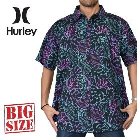 Hurley ハーレー 半袖シャツ 総柄 ポケット OUTER SPACE LIFE ON MARS AOP SS BUTTON UP TOP ネイビー XXL 大きいサイズ メンズ あす楽