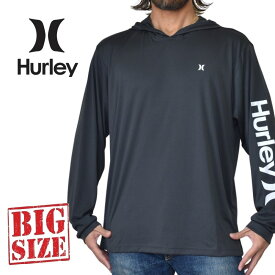 Hurley ハーレー アームロゴ フード 長袖 ラッシュガード Tシャツ ロゴ 紫外線対策 水着 スイムウエア USAモデル XL XXL 大きいサイズ メンズ