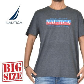 NAUTICA ノーティカ ノーチカ 半袖Tシャツ ロゴプリント チャコールグレー XL 大きいサイズ メンズ