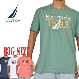 NAUTICA ノーティカ ノーチカ 半袖Tシャツ ロゴプリント ネイビー XL XXL 大きいサイズ メンズ [M便 1/1]