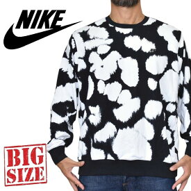 NIKE ナイキ スウェットシャツ クルーネック トレーナー 裏毛 ワンポイント ロゴ刺繍 USAモデル Essentitals Pattern Full Print Round Neck Long Sleeves XL XXL 大きいサイズ メンズ あす楽