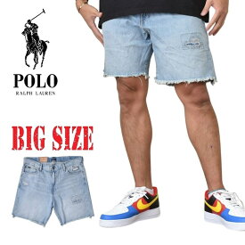 ポロラルフローレン POLO RALPH LAUREN ダメージ加工 デニム ショーツ ハーフパンツ ショートパンツ 38 40インチ 大きいサイズ メンズ あす楽