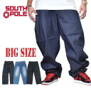 大きいサイズ メンズ SOUTHPOLE サウスポール デニムパンツ デニム ジーンズ ジーパン バギーパンツ Gパン 太い ダボパン 極太 HIPHOP B系 ストリート系 38 40 42 44 46 48インチ