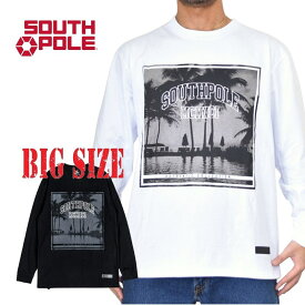 SOUTHPOLE サウスポール ロンT 長袖Tシャツ 西海岸フォトグラフ ヘビーウェイト 白 黒 ブラック ホワイト XXL XXXL 大きいサイズ メンズ [M便 1/1]