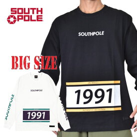 SOUTHPOLE サウスポール ロンT 長袖Tシャツ ヘビーウェイト 白 黒 ブラック ホワイト XXXL 大きいサイズ メンズ [M便 1/1]