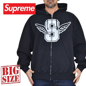 �傫���T�C�Y �����Y Supreme �V���v���[�� Wings Zip Up Hooded Sweatshirt �t���W�b�v �t�[�f�B�[ �p�[�J�[ Black XXL