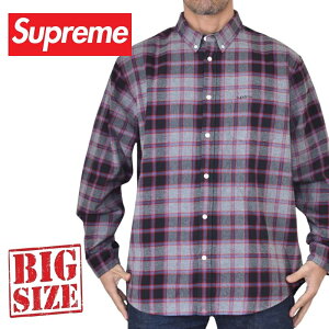 �傫���T�C�Y �����Y Supreme �V���v���[�� Plaid Flannel Shirt �`�F�b�N �t�����l�� �V���c �{�^���_�E�� XL