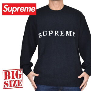 �傫���T�C�Y �����Y Supreme �V���v���[�� Contrast Logo Sweater �Z�[�^�[ �j�b�g Black XXL