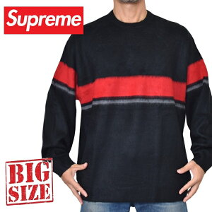 �傫���T�C�Y �����Y Supreme �V���v���[�� Brushed Stripe Sweater �Z�[�^�[ �j�b�g Black XXL