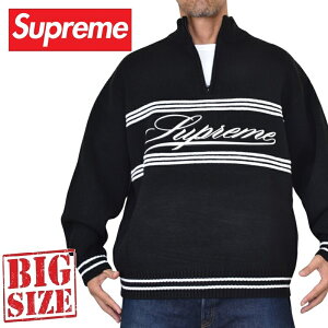 �傫���T�C�Y �����Y Supreme �V���v���[�� Script Stripe Half Zip Sweater �X�N���v�g �X�g���C�v �n�[�t �W�b�v �Z�[�^�[ Black XXL