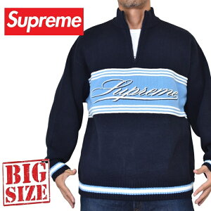�傫���T�C�Y �����Y Supreme �V���v���[�� Script Stripe Half Zip Sweater �X�N���v�g �X�g���C�v �n�[�t �W�b�v �Z�[�^�[ NAVY XXL