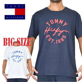 大きいサイズ メンズ TOMMY HILFIGER トミーヒルフィガー 半袖Tシャツ クルーネック 白 ホワイト ネイビー XL XXL
