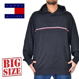 大きいサイズ メンズ TOMMY HILFIGER トミーヒルフィガー フード セーター ニット コットン 長袖 フーディー パーカー XL XXL あす楽