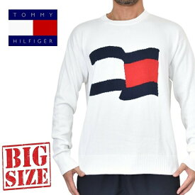 大きいサイズ メンズ TOMMY HILFIGER トミーヒルフィガー クルーネック セーター ニット フラッグ コットン 長袖 XL XXL あす楽