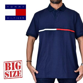 大きいサイズ メンズ TOMMY HILFIGER トミーヒルフィガー 半袖 ポロシャツ ロゴ刺繍 ネイビー ゴルフウエア XL XXL あす楽